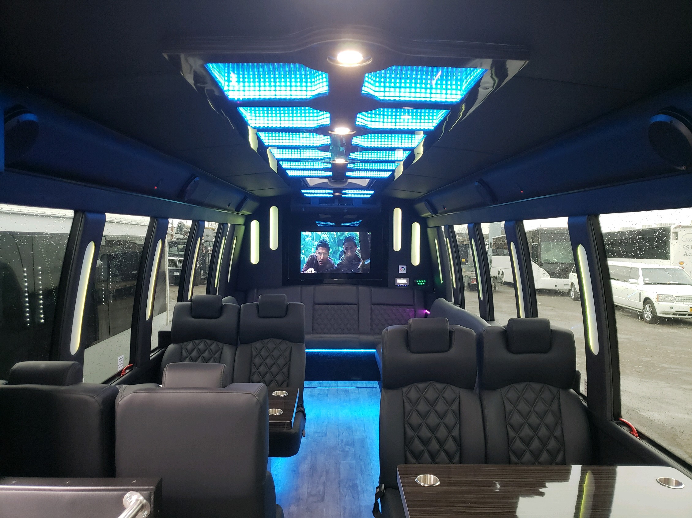 Party Bus Interior lights and tv