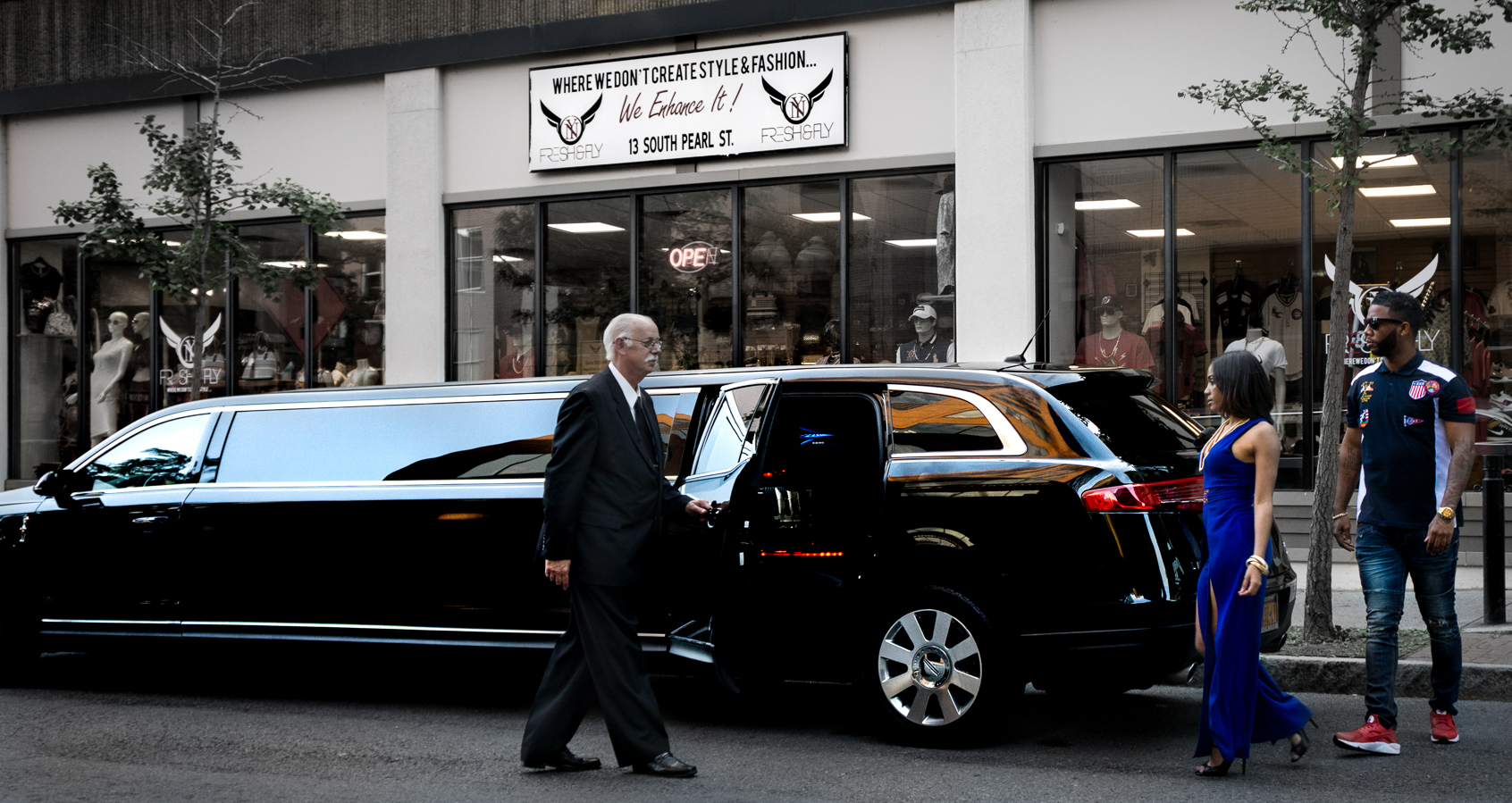 Limousine picking up guests
