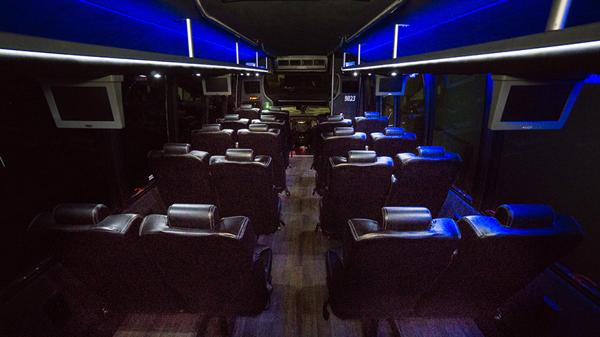 Mid-size Charter bus interior